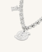 Cosmos Round Multi Charm Necklace - 18ct White Gold Plated & White Zircon