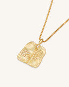 Plantain Fan Pendant Necklace - 18ct Gold Plated & White Zircon