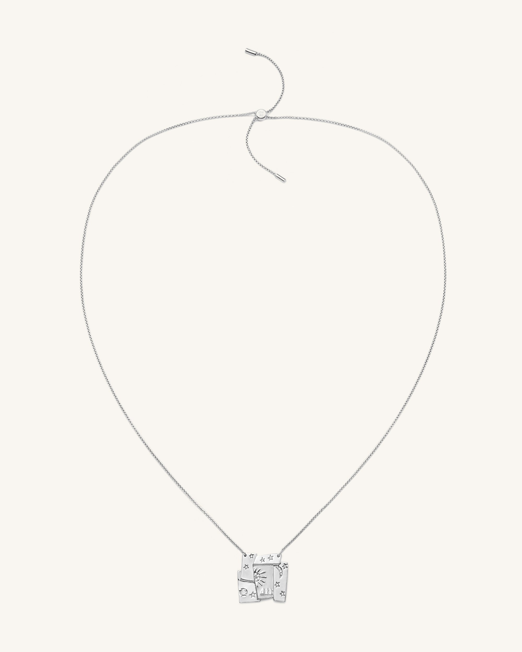 Cosmos Combination Necklace - 18ct White Gold Plated & White Zircon