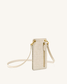 Quinn Phone Bag - Ivory  Croc